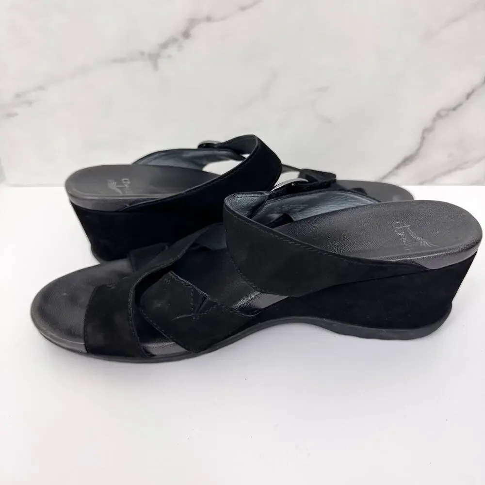 Dansko Womens Aubree Nubuck Sandal Sz 42 / 11.5-12 Leather Comfort Minimal Black